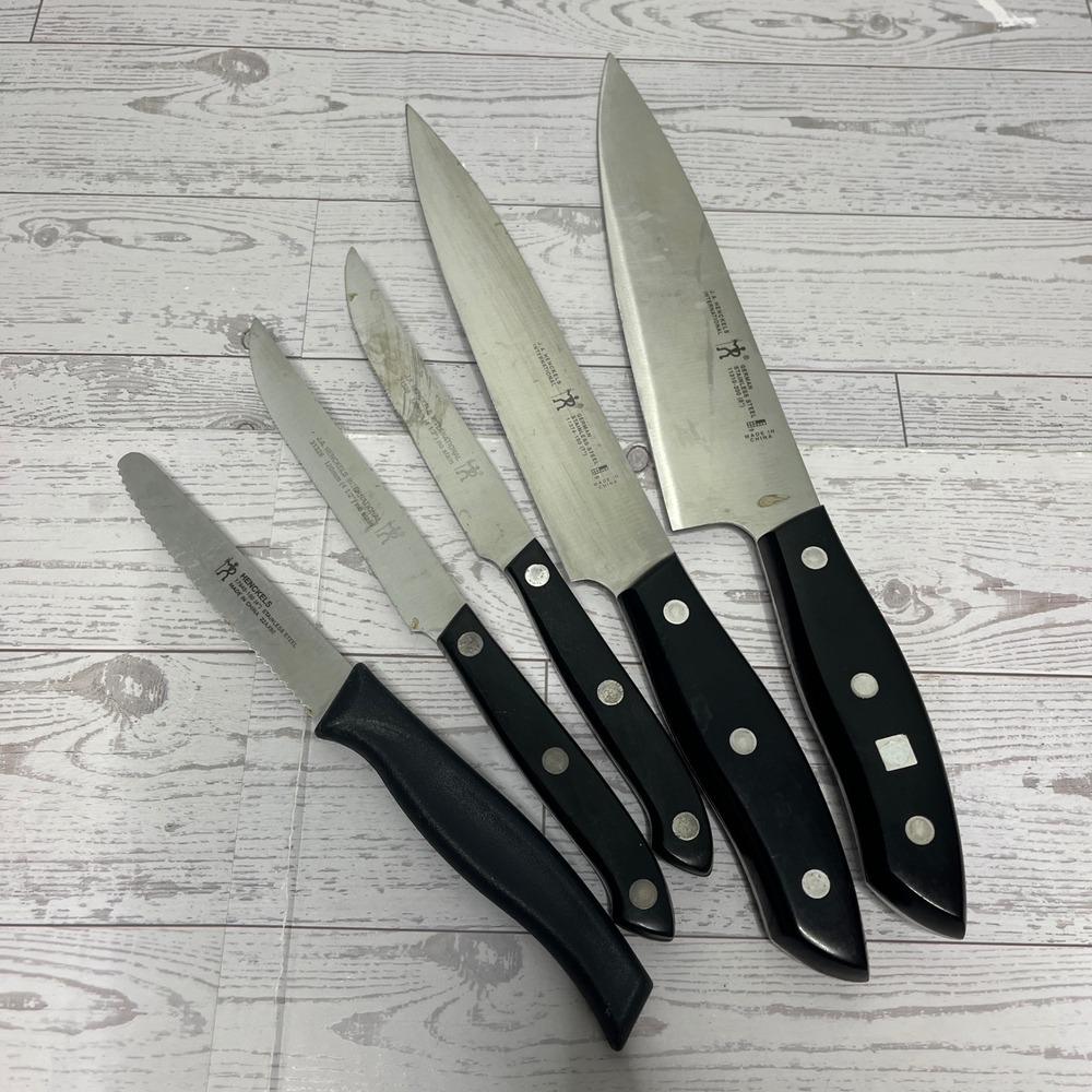 JA Henckels International German Stainless Steel Kitchen Knife Set 5 Piece Black